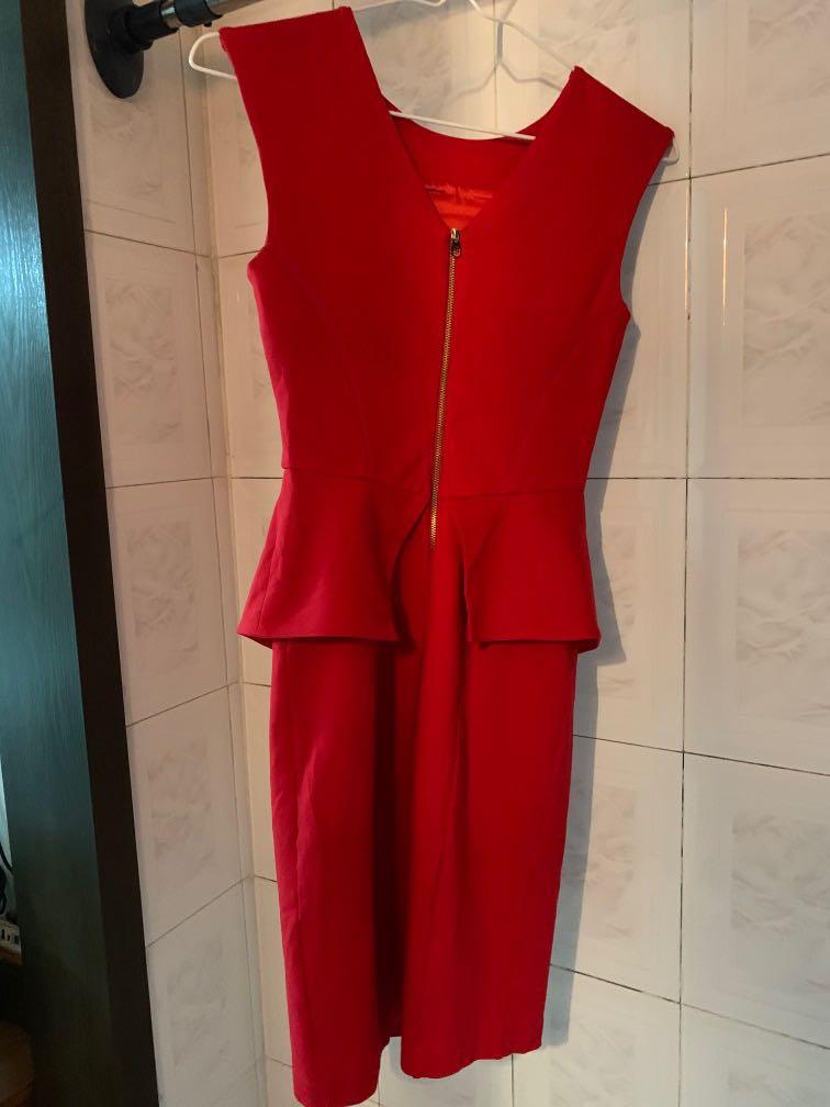 Ted baker shop red peplum dress