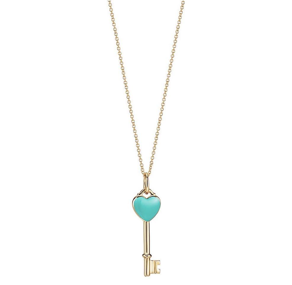 Blue Enamel \u0026 Heart Key Necklace 