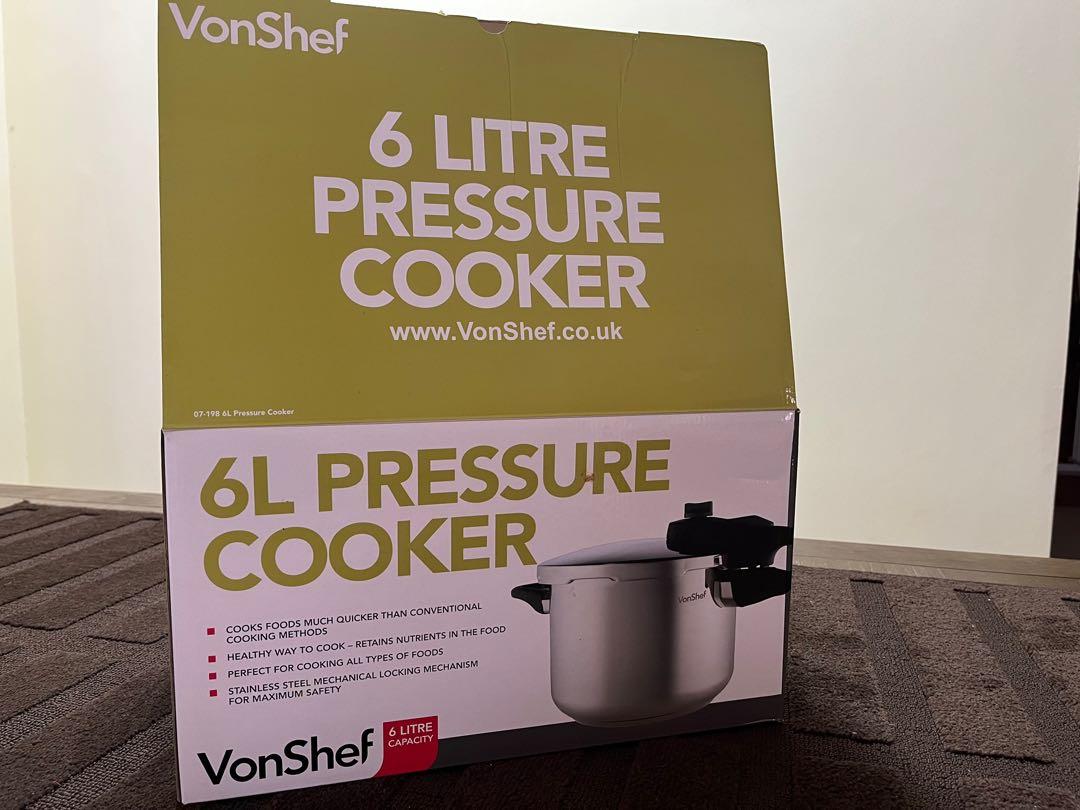 VONSHEF PRESSURE COOKER STAINLESS STEEL 6L, Furniture & Home Living