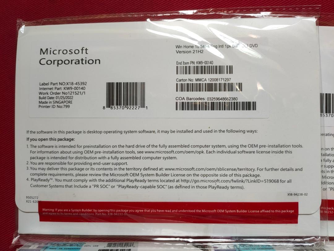 Genuine Ms Windows 10 pro home sticker key/Windows 11 pro home sticker