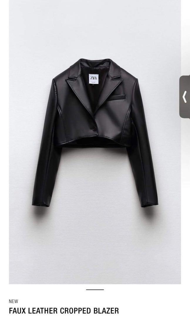 Cropped leather jacket sales zara