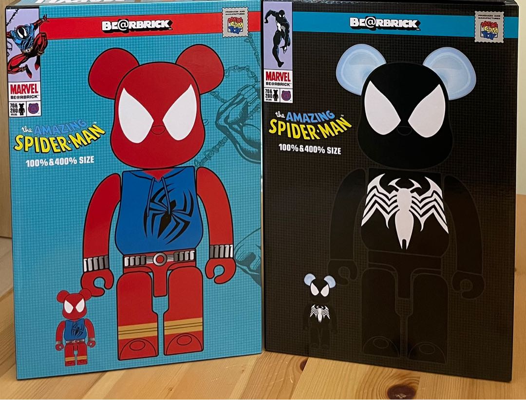 現貨Bearbrick Spiderman SCARLET SPIDER ＆ BLACK COSTUME 100