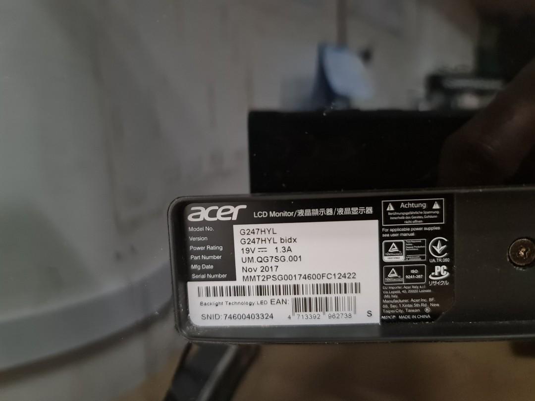 Acer monitor (have flickering issue), Computers & Tech, Parts
