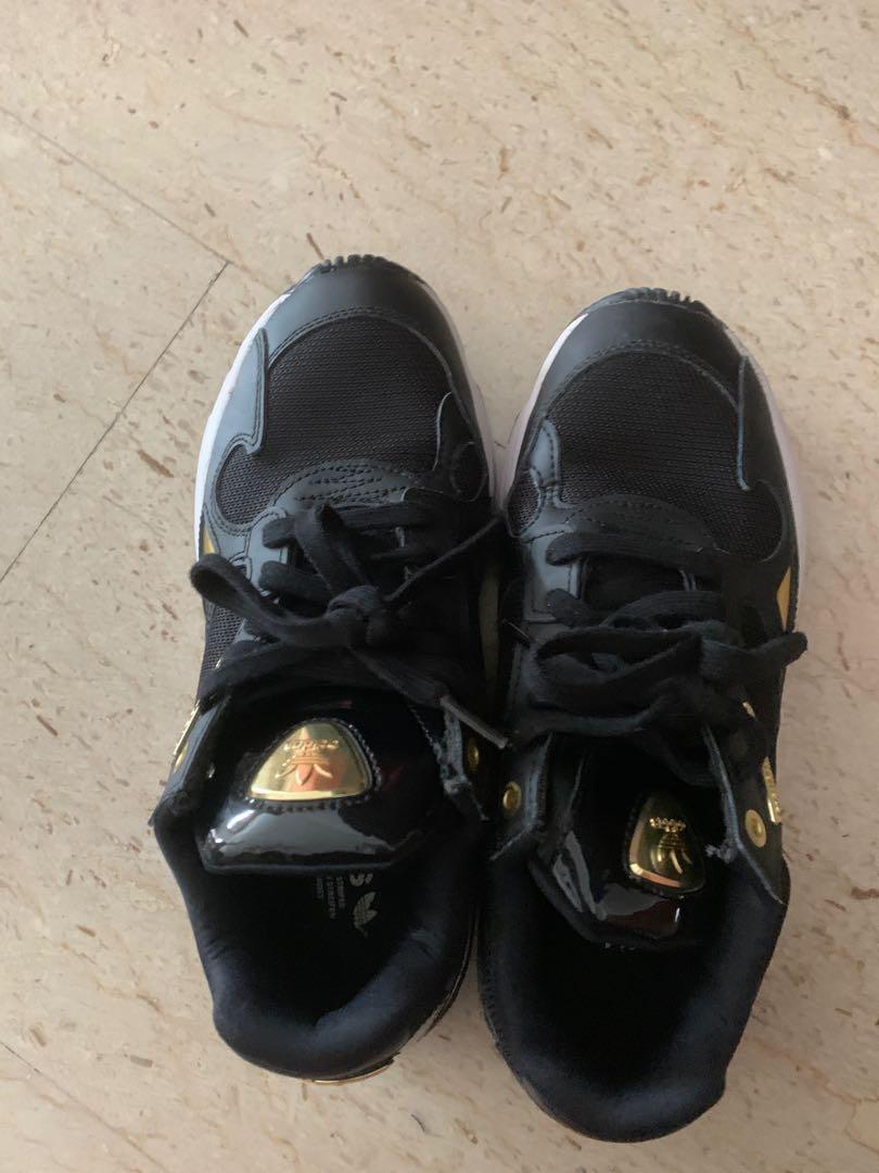 ADIDAS FALCON BLACK SHOES W GOLD ACCENTS, Women's Fashion, Footwear,  Sneakers on Carousell