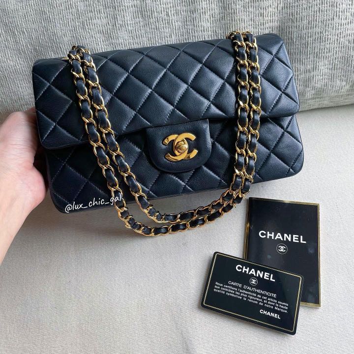 Chanel Mini Square Blue Color, Gold Ball with Card, Dust Cover & Box