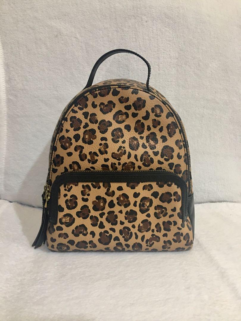 Authentic Fossil Felicity Backpack Cheetah Luxury Bags Wallets
