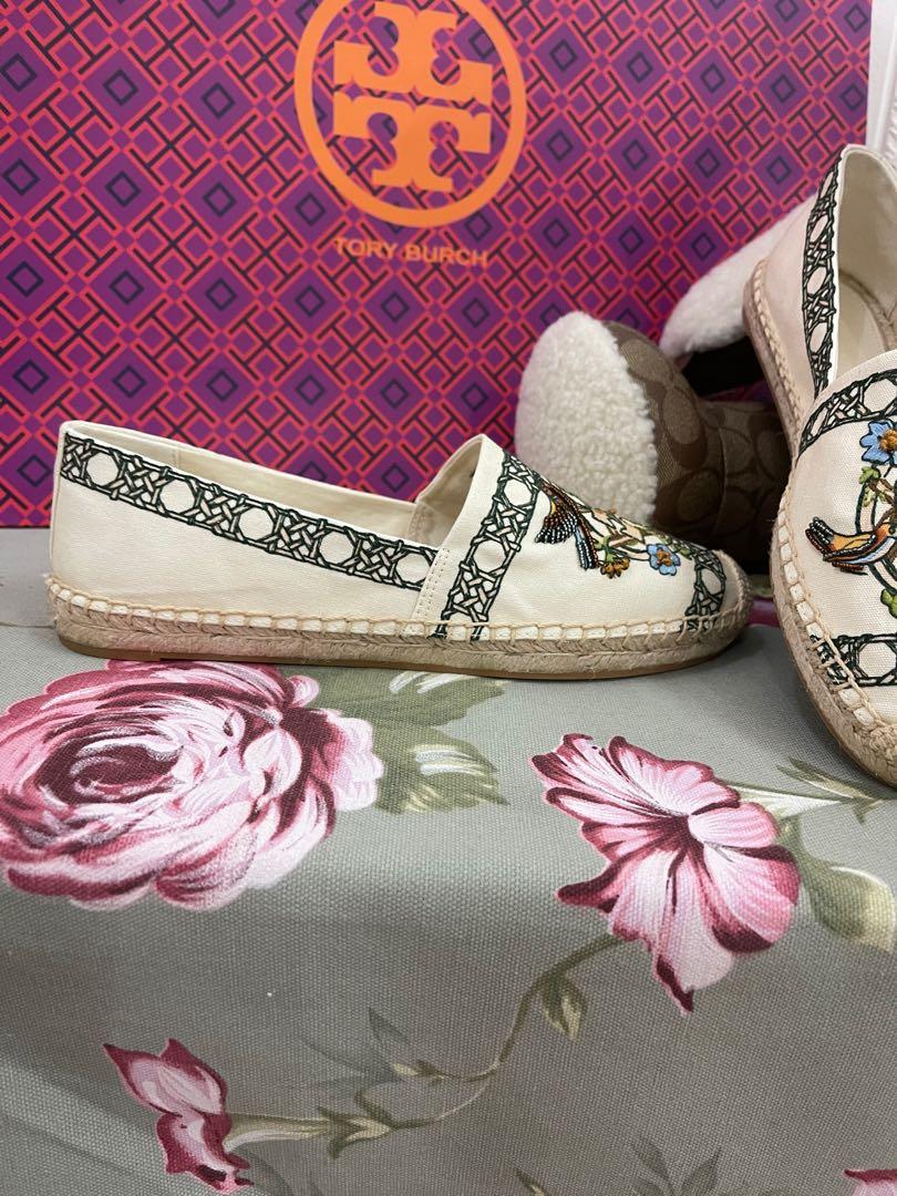 Authentic Tory Burch women 80945 floral espadrilles printed canvas