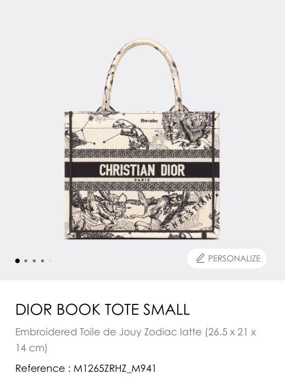 Dior - Small Dior Book Tote Latte and Black Toile de Jouy Zodiac Embroidery (26.5 x 21 x 14 cm) - Women