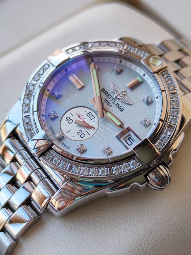 BREITLING GALACTIC 36 MOTHER OF PEARL DIAL WITH ON AND OUT DIAMONDS