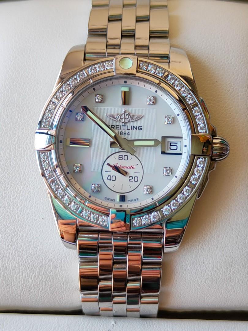 BREITLING GALACTIC 36 MOTHER OF PEARL DIAL WITH ON AND OUT DIAMONDS