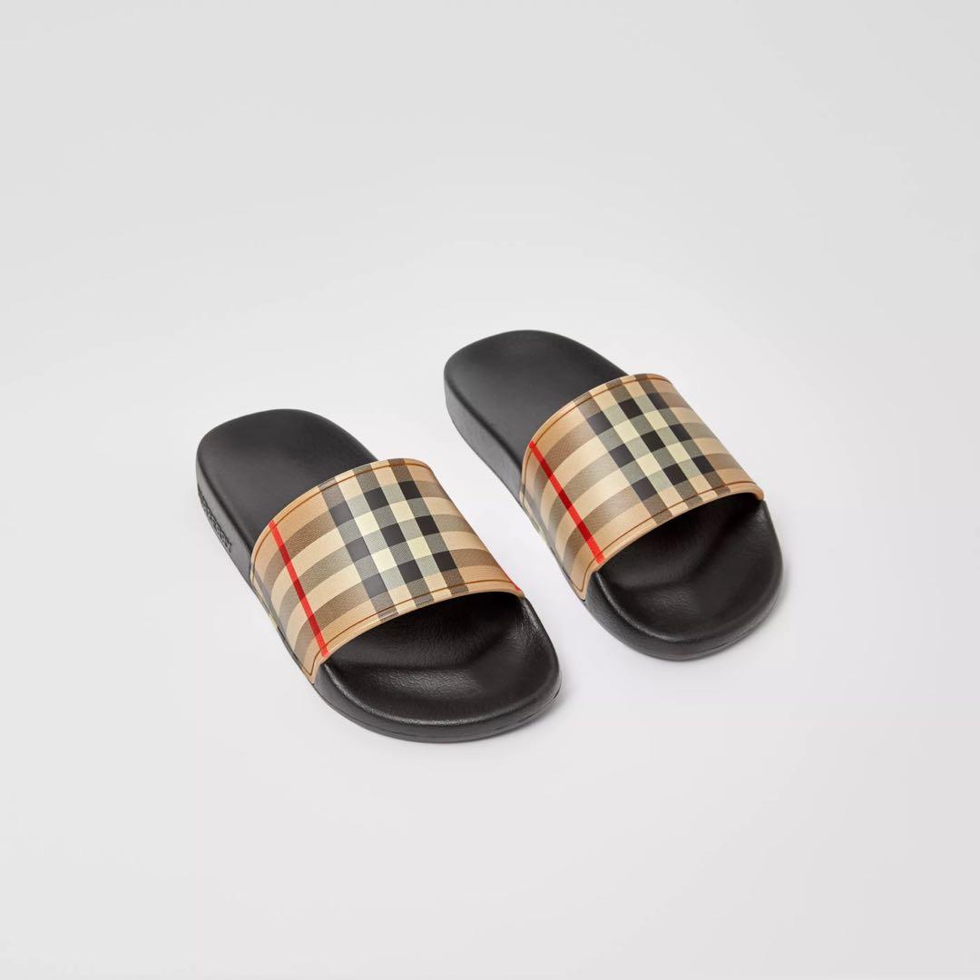 Burberry slides, Men's Fashion, Footwear, Flipflops and Slides on Carousell