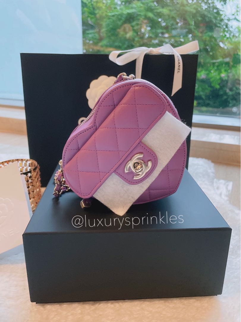 RESERVED 💜 RARE Chanel Heart Bag 22s Purple 💕  Spring Summer 2022,  Luxury, Bags & Wallets on Carousell
