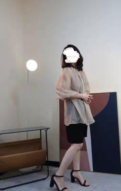 CLANE - 2022 BALLOON SHEER PUFF TOPS, BEIGE, Size S, 女裝, 上衣