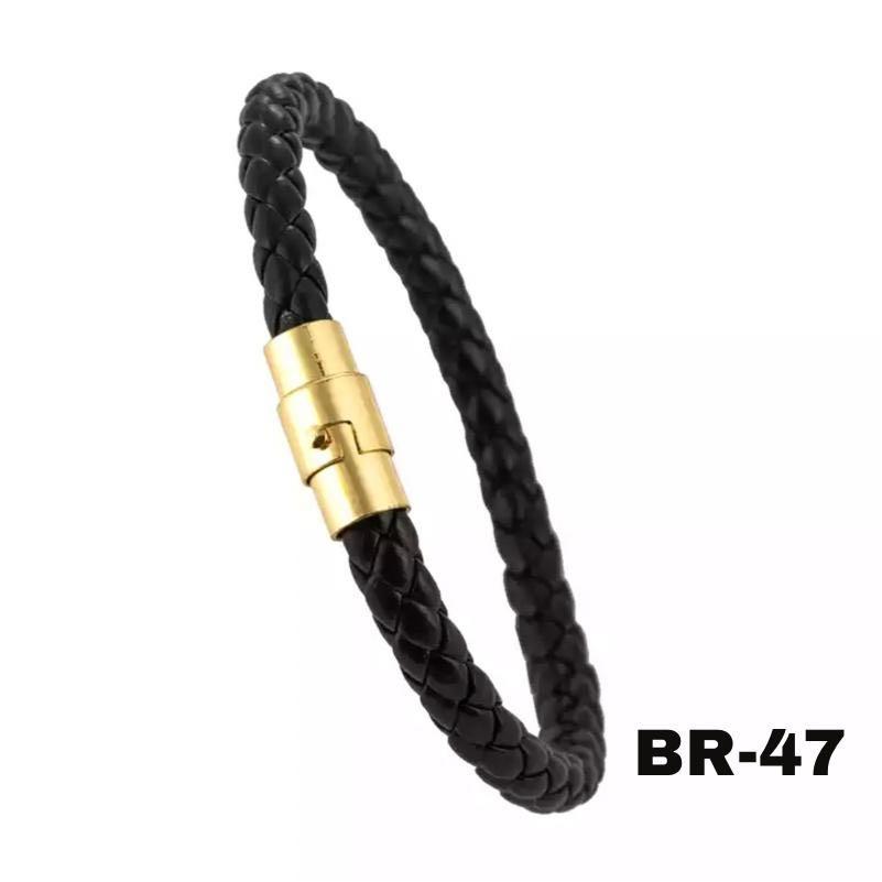 Men's gold leather bracelets sale