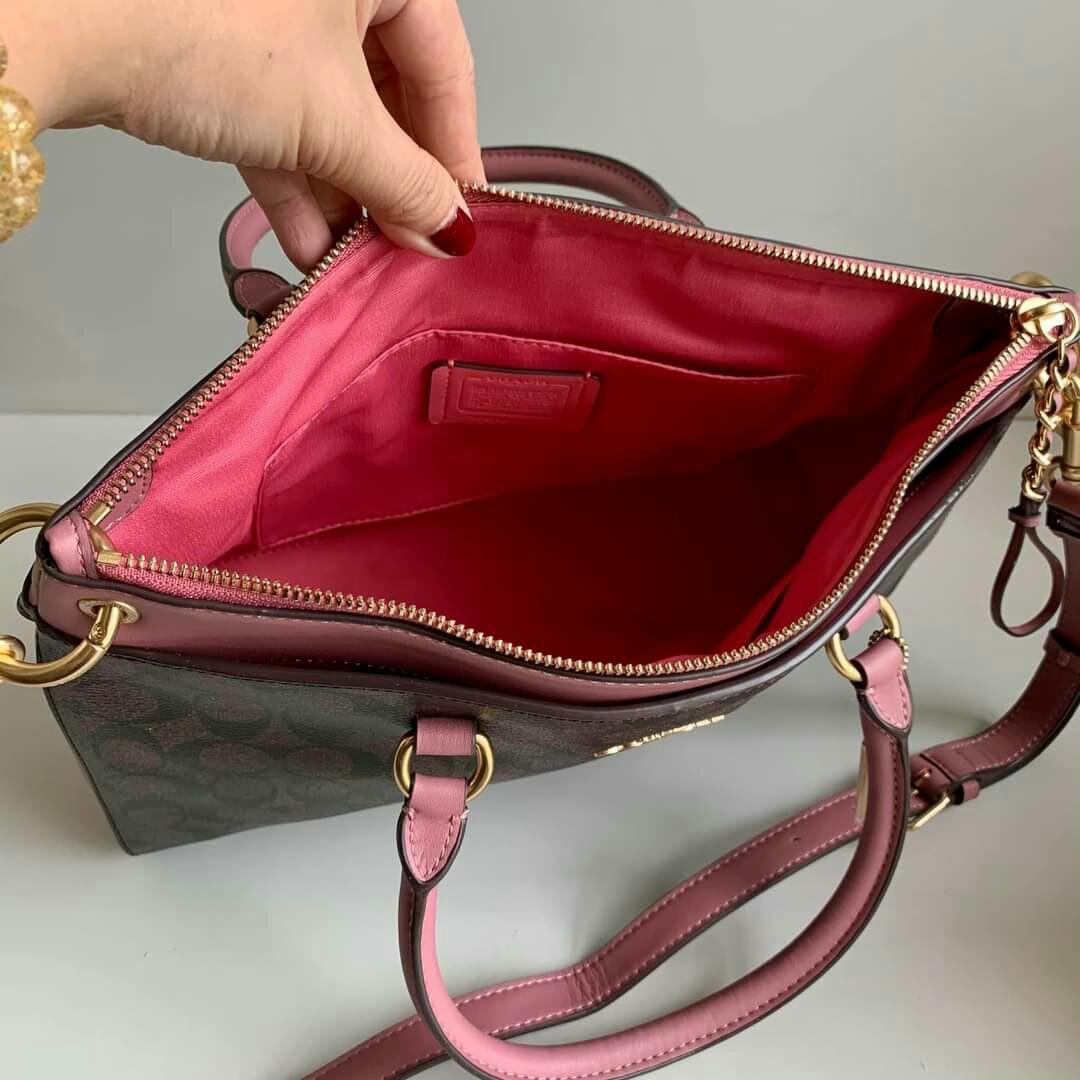 coach mia satchel in brown signature canvas, Luxury, Bags & Wallets on  Carousell