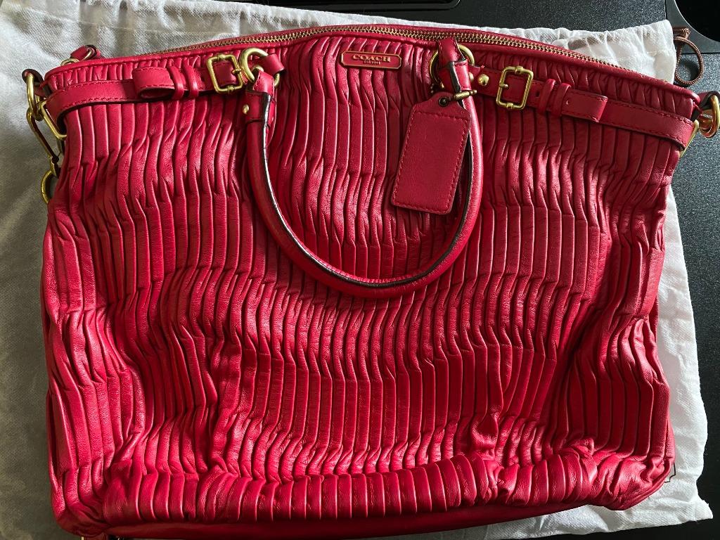 Coach Pleated Leather Bag with long strap and dustbag Luxury Bags Wallets on Carousell