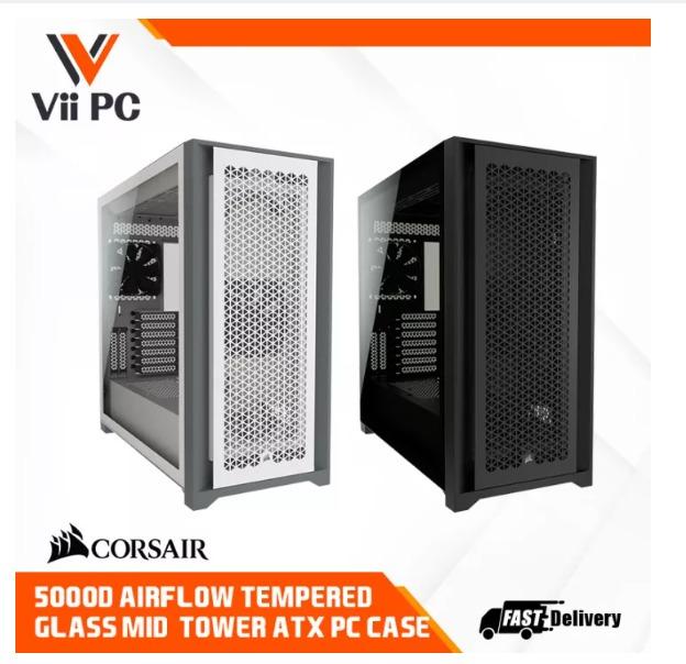 Corsair 5000D Airflow Tempered Glass Mid-Tower ATX PC Case - White