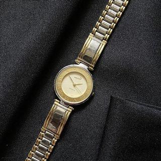 CROCODILE 日本機芯 金色雙圈錶盤 不鏽鋼錶帶 古董錶 vintage