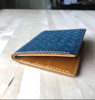 Bespoke Blue Crocodile Leather Bilfold Wallet, Money Clip Handmade