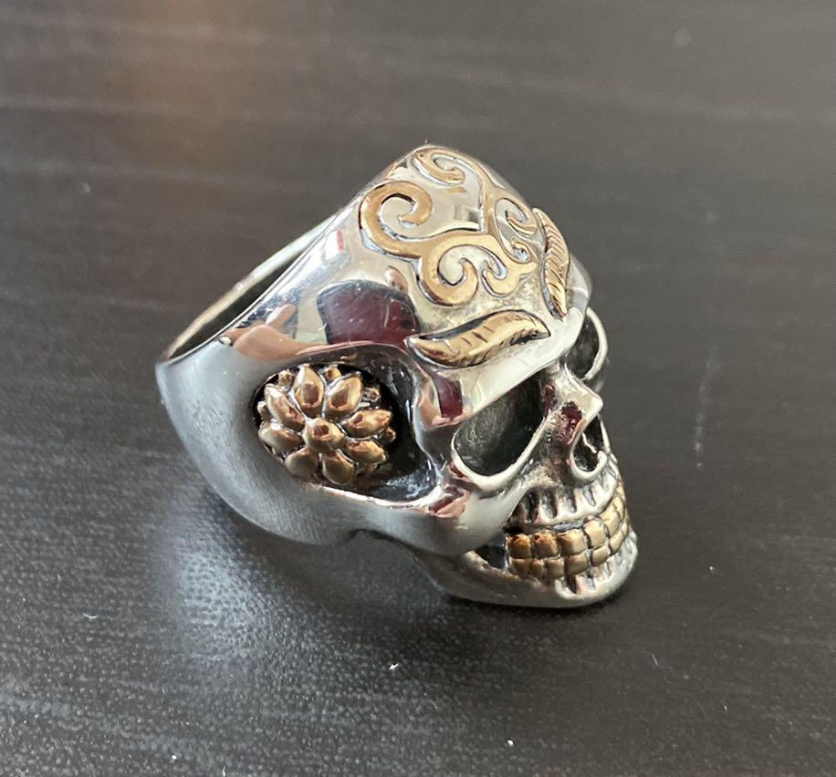 Gold sugar skull best sale ring