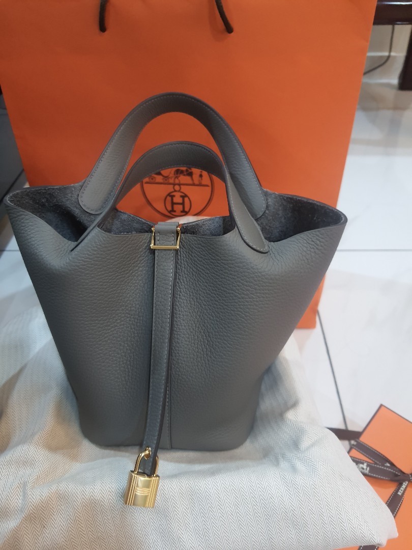 Hermes Picotin 18 Gris Meyer TC GHW, Luxury, Bags & Wallets on