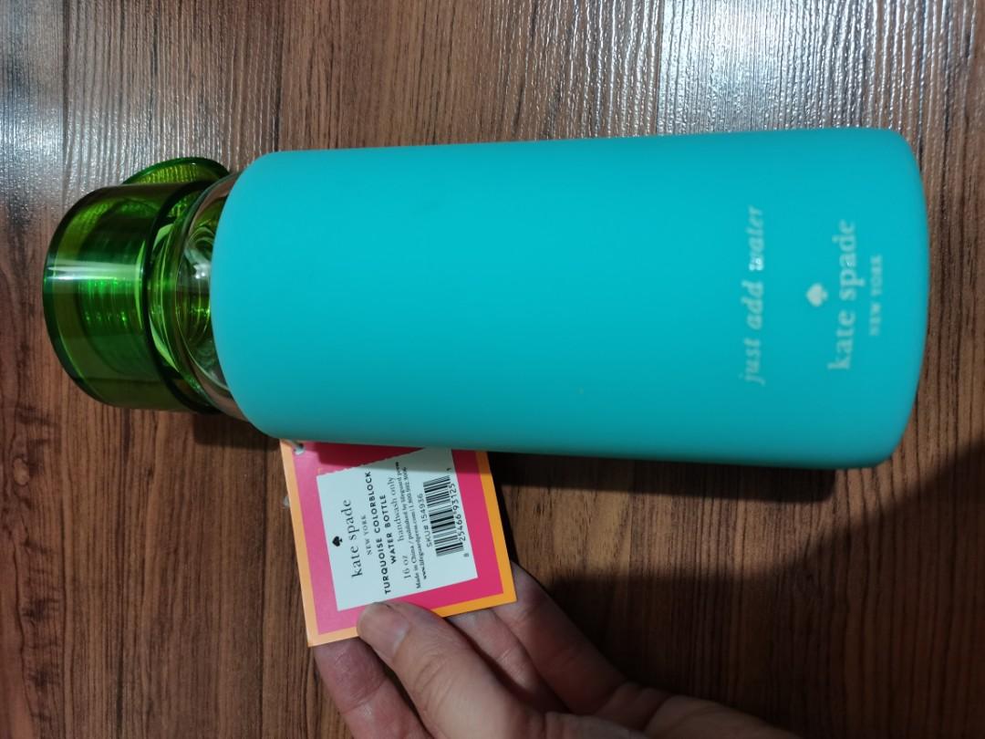 Kate spade glass water bottle turquoise colorblock, Furniture & Home  Living, Kitchenware & Tableware, Water Bottles & Tumblers on Carousell