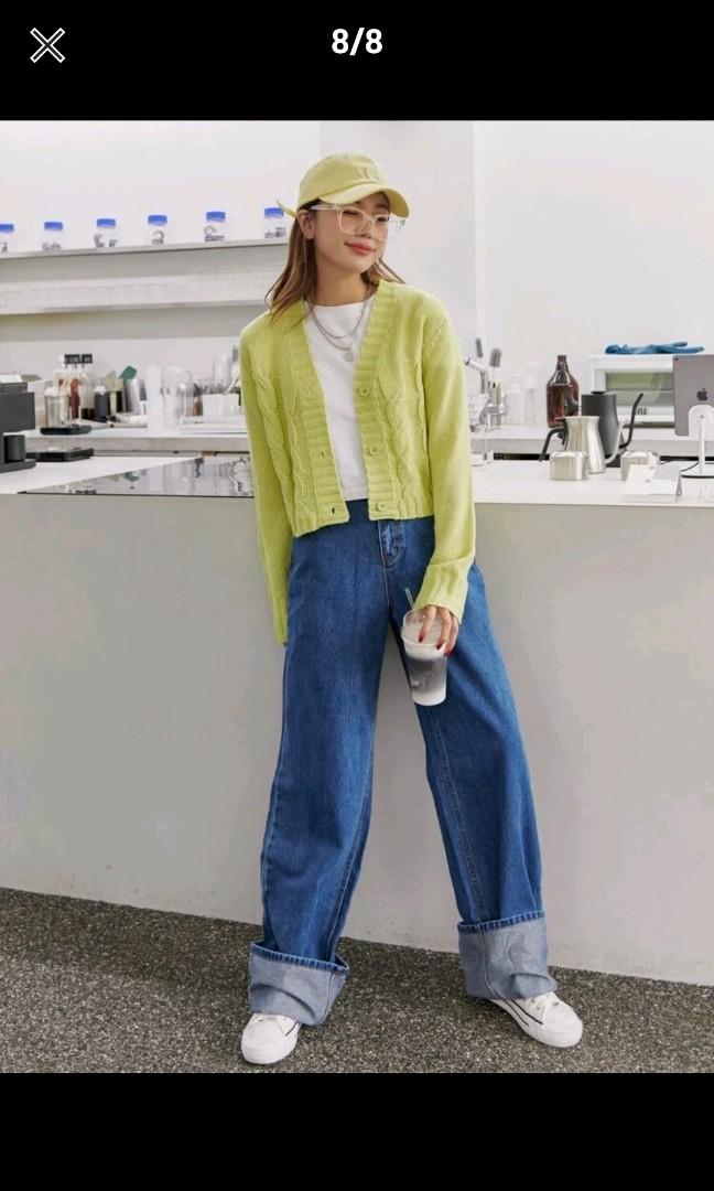 Lime Green Cardigan, Women's Fashion, Tops, Other Tops on Carousell