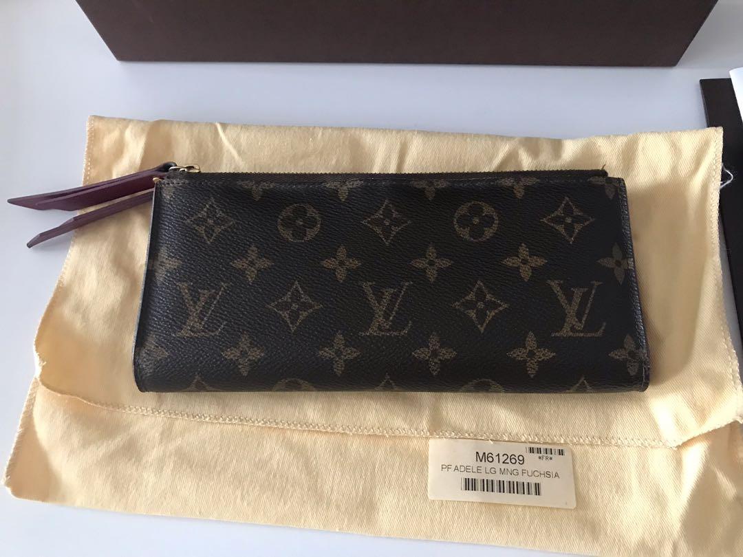 Louis Vuitton Adele Long Wallet Fushia Clutch, Luxury, Bags & Wallets on  Carousell