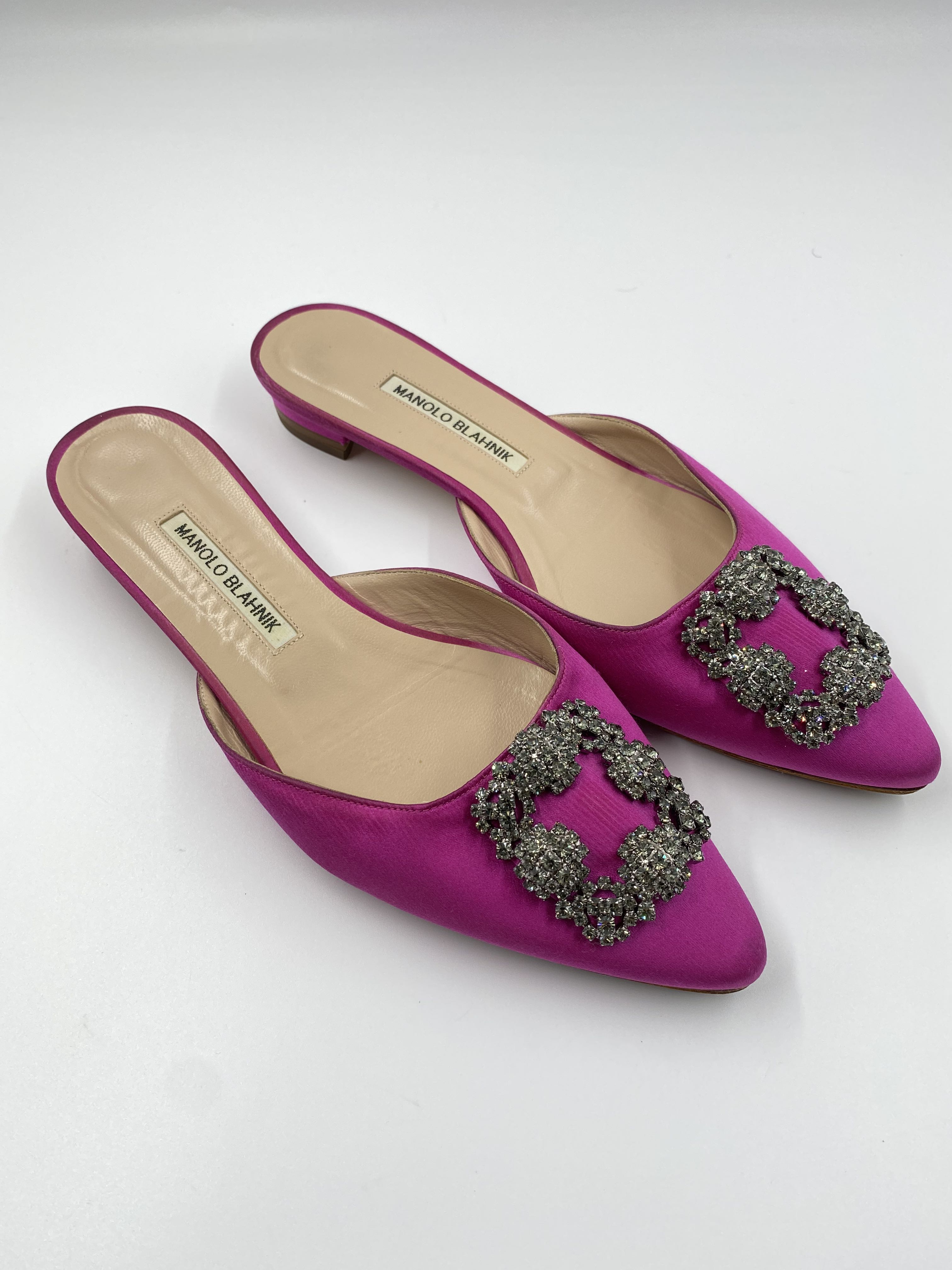 MANOLO BLAHNIK EMBELLISHED MULE FLATS 