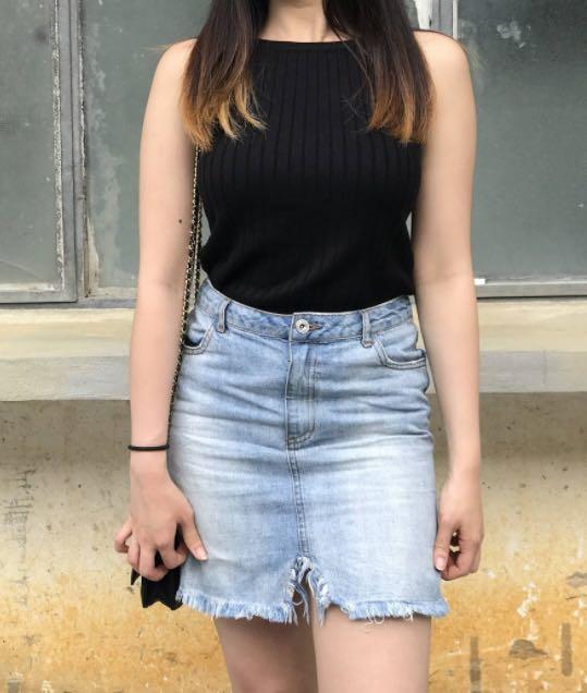 Missguided blue denim skirt store