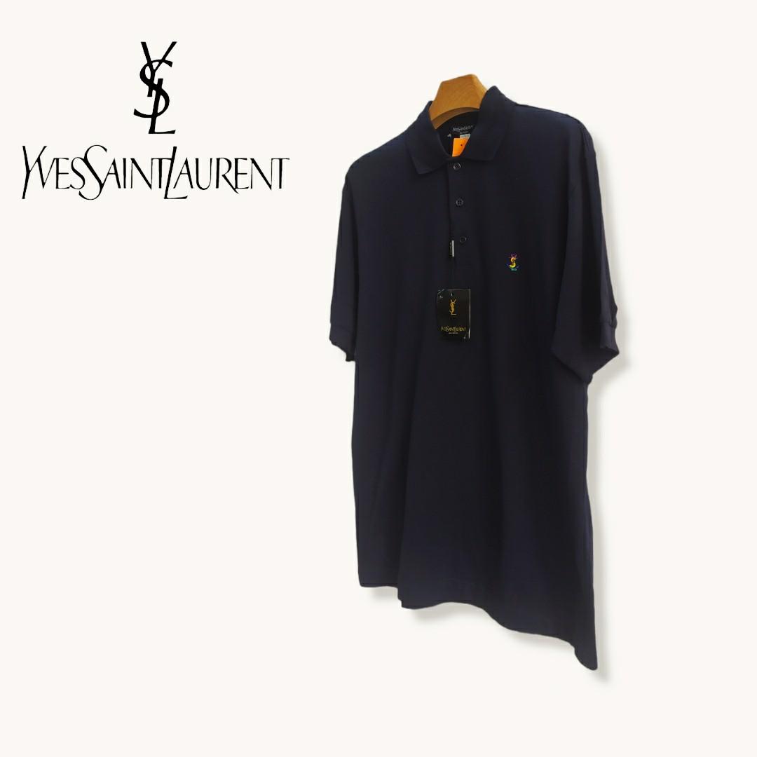 NWT Yves Saint Laurent Pour Homme Mens Embroidery Logo Polo T Shirt. Size L