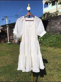 ORIGINAL MAJE REVERY WHITE SWISS DOTTED ANGLAISE VOILE BRODERIE DRESS