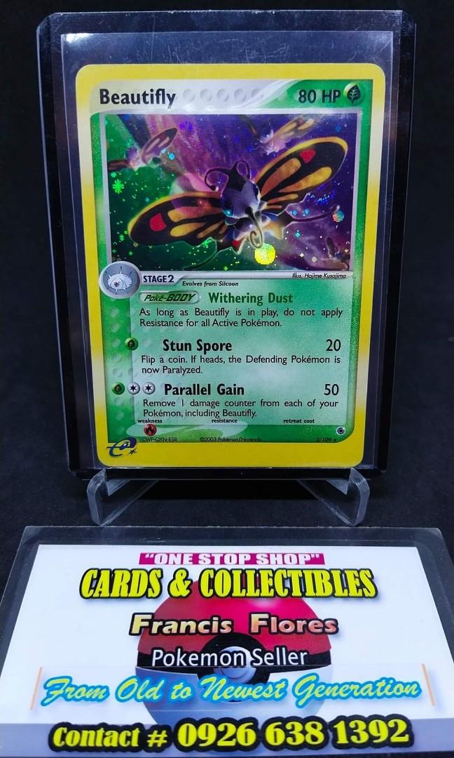 Pokemon Card - BEAUTIFLY #2 - HOLO (EX RUBY & SAPPHIRE) YEAR 2003 (Category: Raw Singles) located in Quezon City. Submitted by 710francis (Listing ID 1159201568, Image 1). Description: *1,440 Pesos *EX RUBY & SAPPHIRE / YEAR 2003 *BEAUTIFLY #2 - HOLO *JUST MESSAGE FOR MORE INQUIRIES....