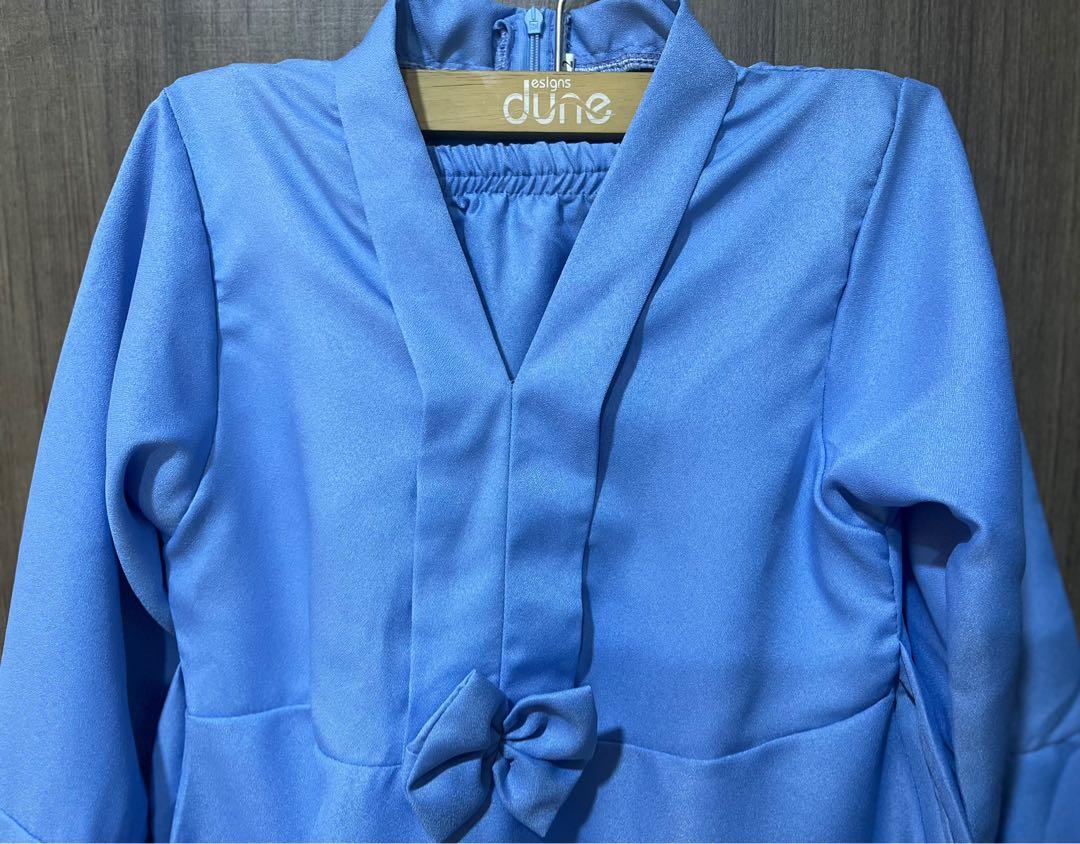 Preloved Ocean Blue kimono-style kurung (Category: Traditional & Ethnic wear) located in Singapore. Submitted by littlemakciks (Listing ID 1159293607, Image 2). Description: Preloved Ocean Blue kimono-style kurung. Fit girls size up to 7-8yo. Shoulder length 33cm, Top size 61cm. Pit-to-pit 39cm. Skirt length 23cm stretch up to 33cm with length 98cm..