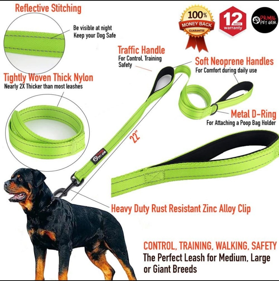 $12 (USA imported) Primal Pet Gear 6ft Long Dog Leash with Two Padded ...