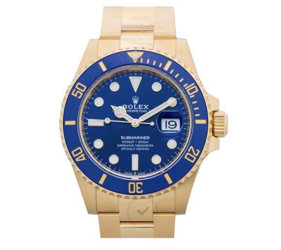 Submariner Blue Dial 18K Yellow Gold Oyster Bracelet Automatic