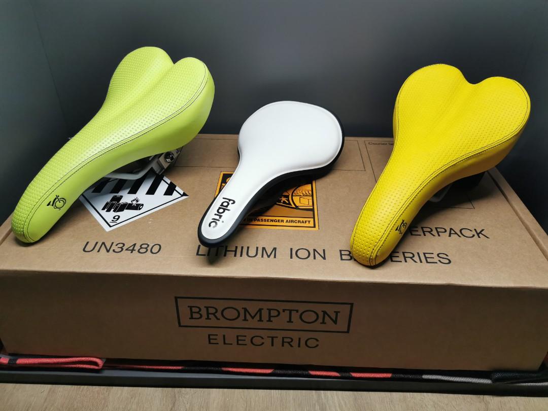 SUPER RARE PWP PROMO Fabric White ALM Carbon Shallow Ultimate Saddle Brompton Original Saddle in Lime Green Mustard Yellow Display Set