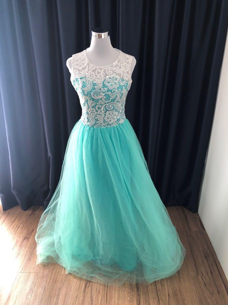 Tiffany Blue Evening Wedding Gown