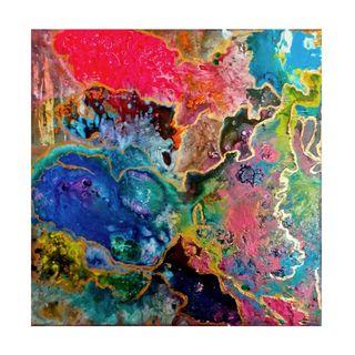 (Unconfined Color) Fluid Painting on Stretched Canvas 50x50 CM