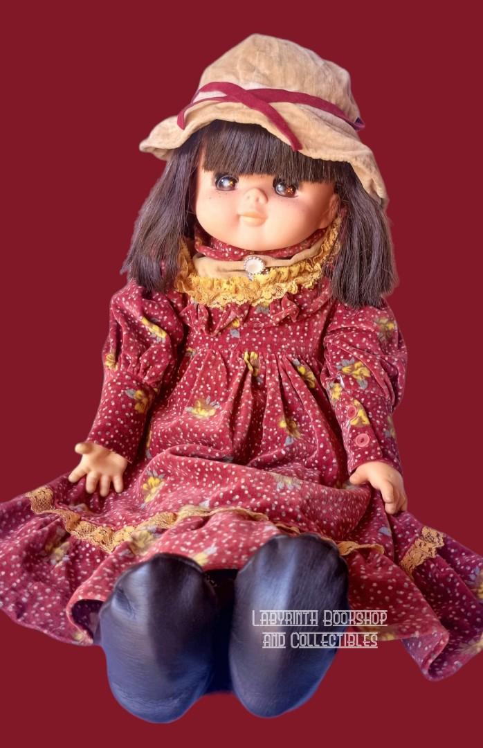 Vintage 1970 Oike Doll Big Doll Big Eye Showa Retro Kawaii Girl Doll with Freckles Hard Doll