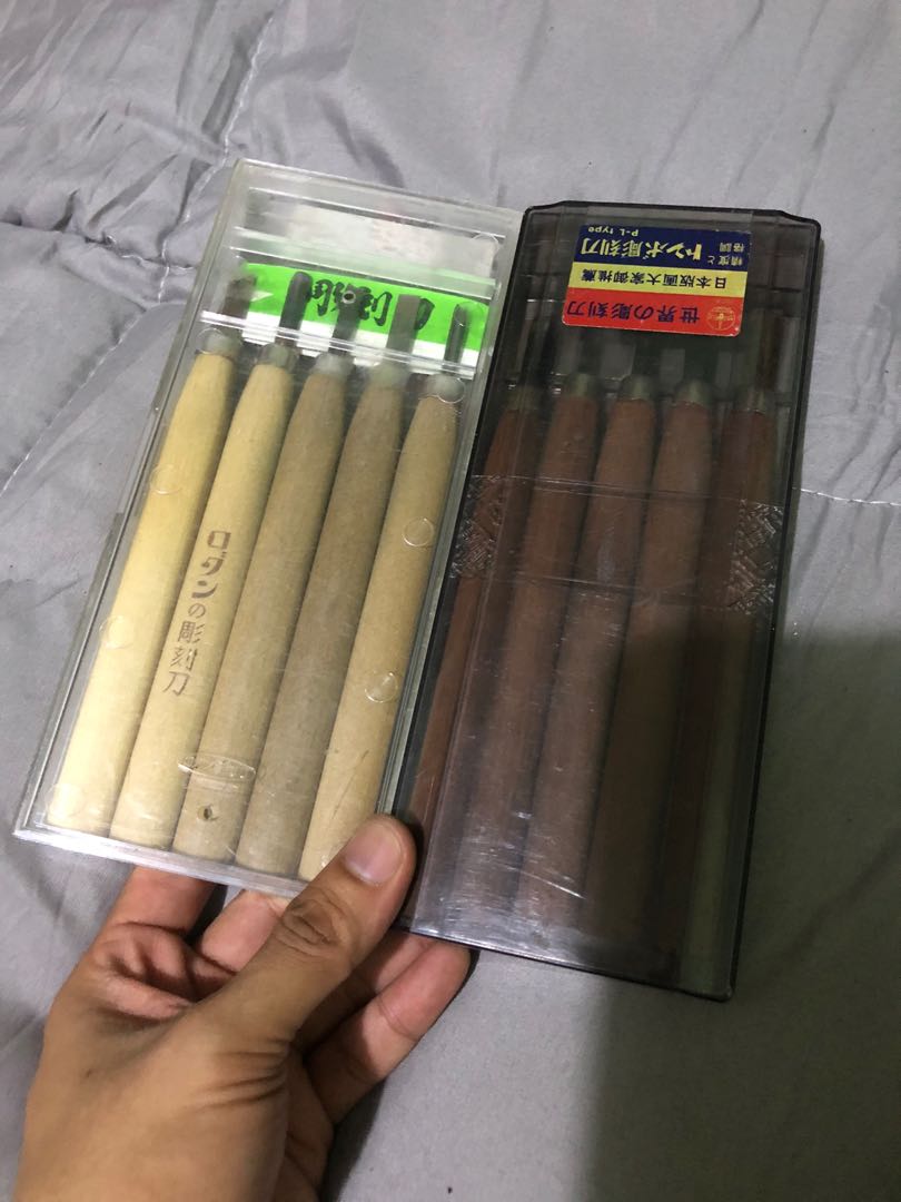 Vintage japan wood carving tools set of 2 pieces, Hobbies & Toys