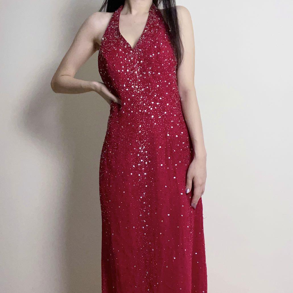 Red vintage discount halter dress