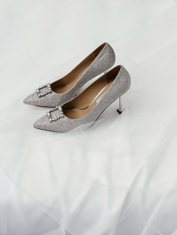 Glitter sales silver pumps