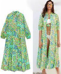 Zara Green Printed Midi Dress, Women's Fashion, Dresses u0026 Sets, Dresses on  Carousell