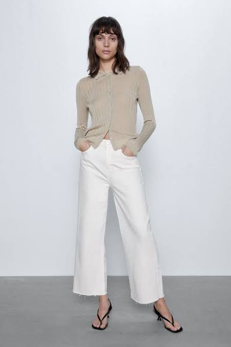 Zara hi rise culotte jeans, Fesyen Wanita, Pakaian Wanita, Bawahan di  Carousell