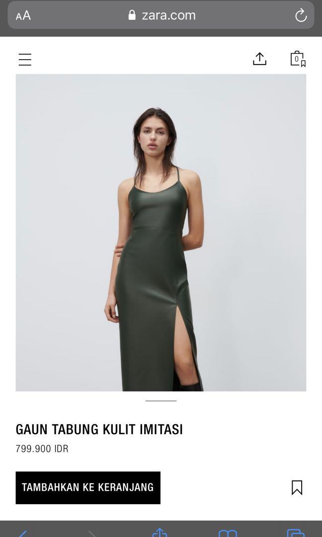Zara leather dress split SS22, Fesyen 