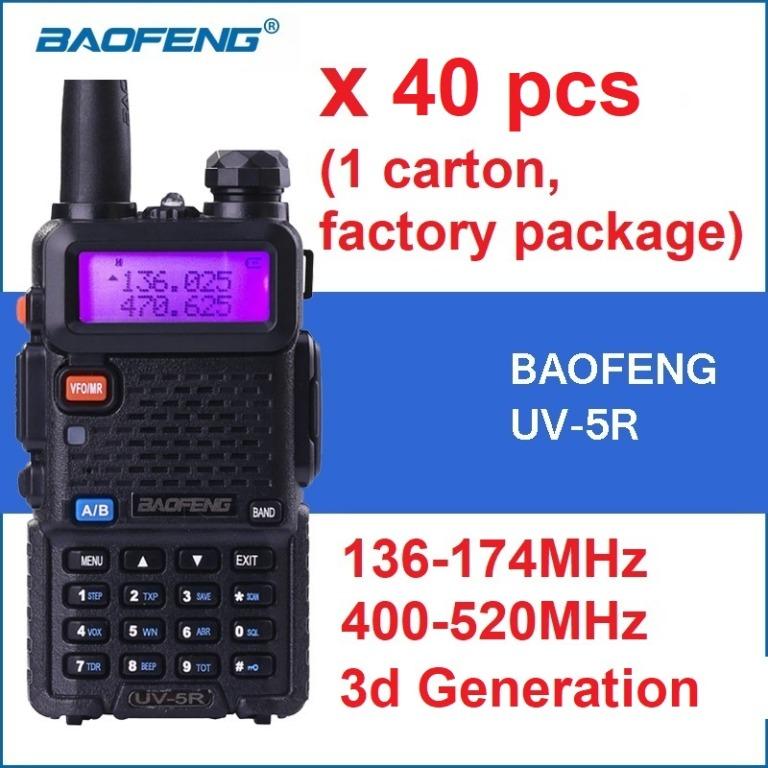40 pcs, Baofeng UV-5R 5W UV Two Way Radio 136-174400-520MHz 3d generation  FM Transceiver UV5R, Mobile Phones  Gadgets, Walkie-Talkie on Carousell