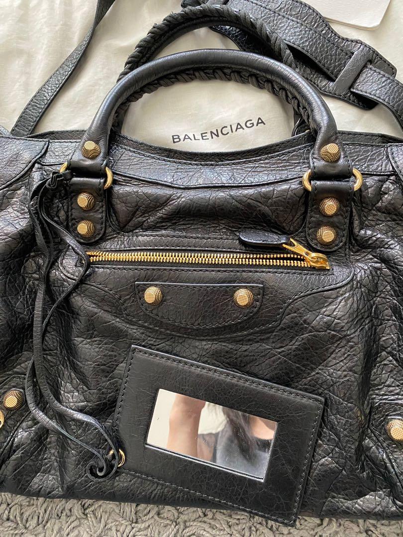 Balenciaga Classic City Bag Mini Black in Lamb Leather with Gold