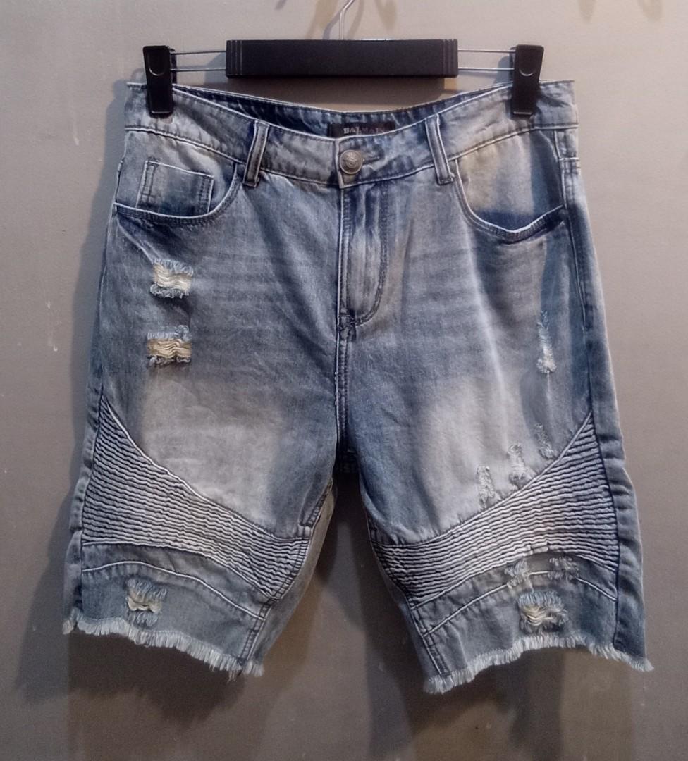 BALMAIN PARIS SHORT DENIM JEANS, Fesyen 