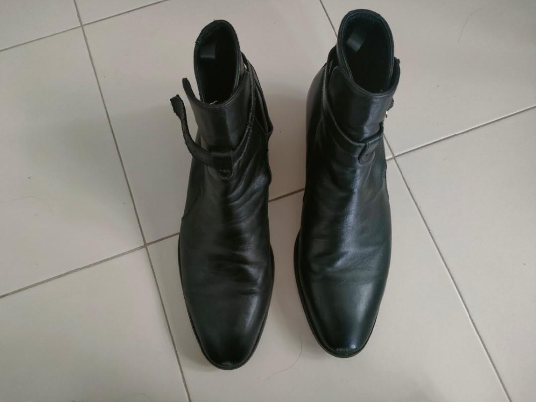 Mens black cuban heel boots best sale